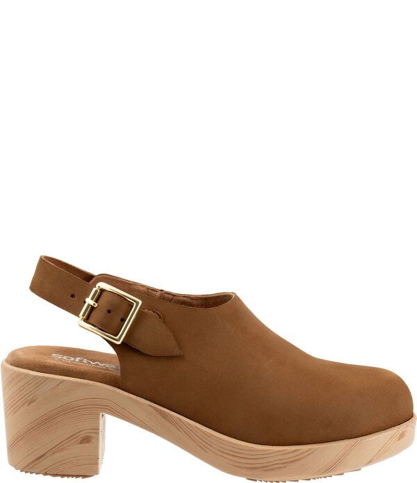 ソフトウォーク レディース シューズ サンダル スエード SoftWalk Womens Fairbanks Nubuck Suede Slingback Clogs Tan タン