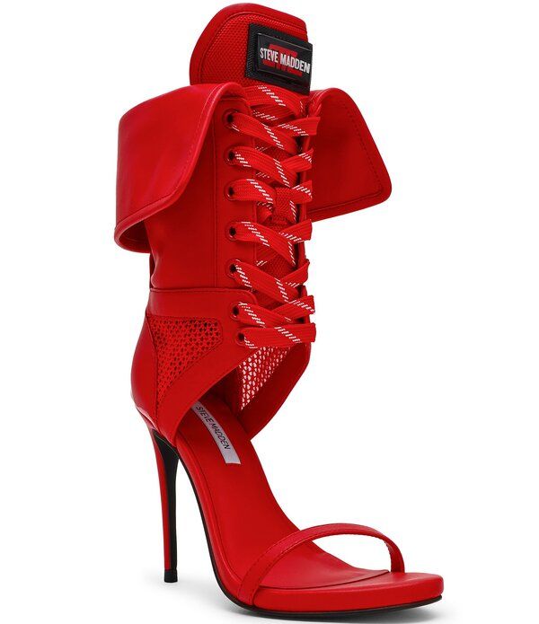 スティーブ マデン レディース シューズ サンダル Steve Madden Casella Fold Over Stiletto Sport Dressandals Red レッド