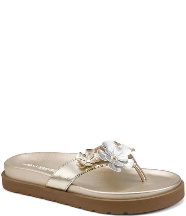 カール ラガーフェルド レディース シューズ サンダル KARLAGERFELD PARIS Hayze Fleur Flower Ornament Flip Footbed Sandals Whit