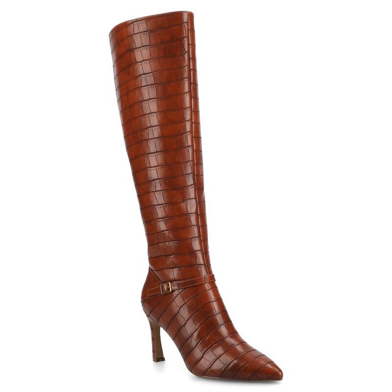 ジャーニー レディース シューズ ブーツ・レインブーツ Journeelara Womens KneeHigh Dress Boots in Regular Wide Calf Crocognac