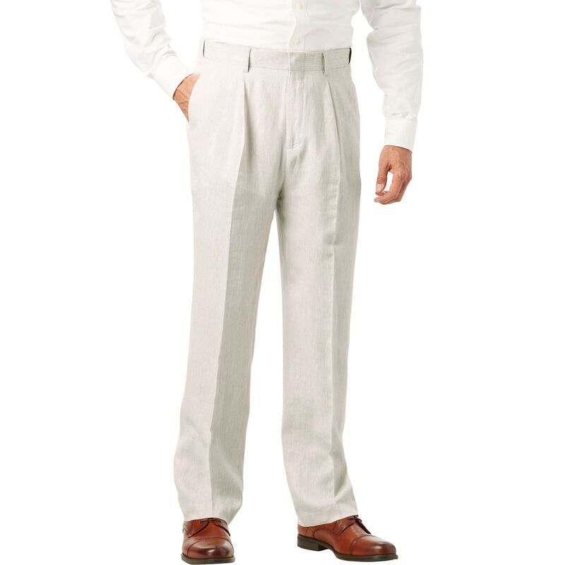 キングサイズ レディース ボトムス カジュアルパンツ トール リネン KingSize Mens Big Tallinen Blend Plain Front Dress Pants Classic