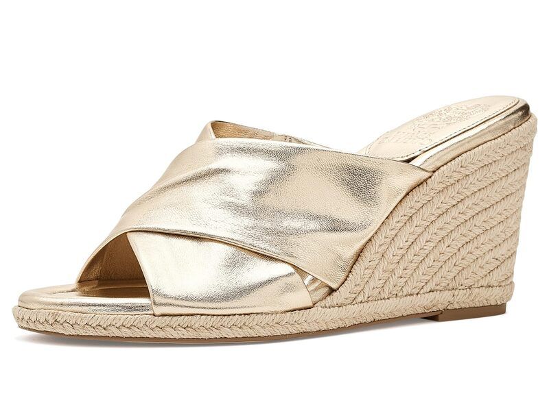 ヴィンスカムート レディース シューズ ヒール サンダル Vince Camuto Fisella Cross Band Espadrille Wedge Sandals Egyptian Gold