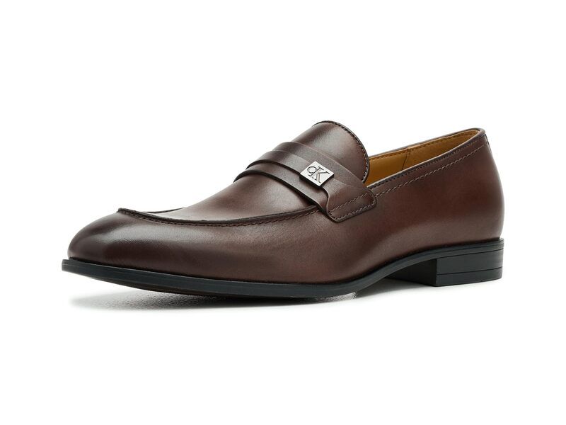 カルバンクライン メンズ シューズ スリッポン・ローファー Calvin Klein Obexx Medium Brown Leather ブラウン