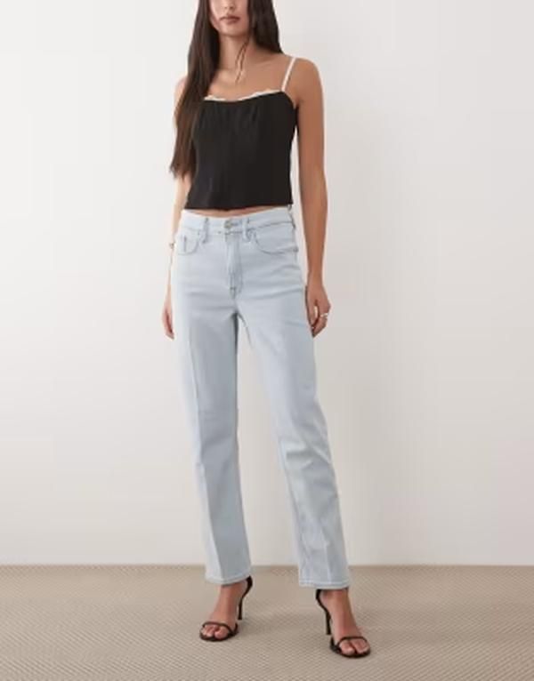グッドアメリカン レディース ボトムス デニムパンツ ストレート ジーンズ Good American Good Icon high waisted straight leg jeans in ble