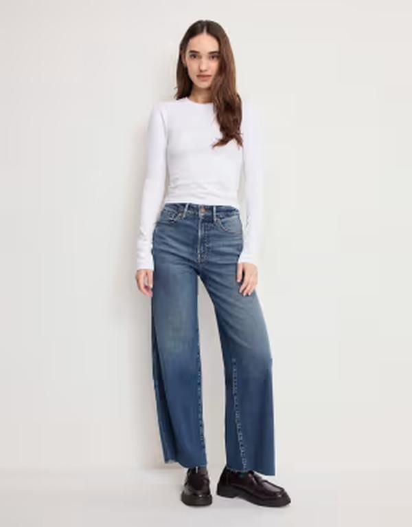 グッドアメリカン レディース ボトムス デニムパンツ クロップド ジーンズ Good American good skate cropped jeans in mid blue wash MID BL