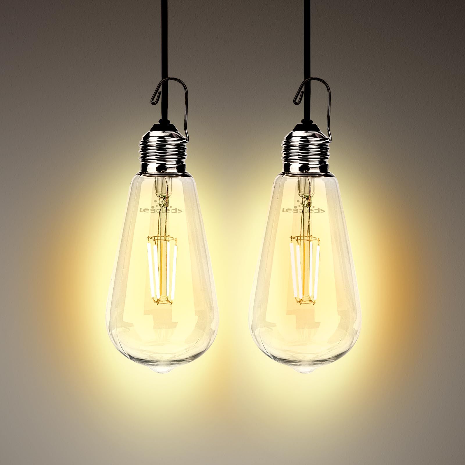 2個セットUSB電球調光機能付き 電球色2700K レトロペンダントライト 
