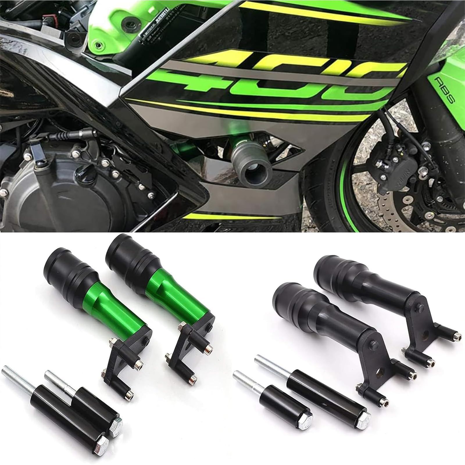 新品 バイク用 フレームスライダー エンジンスライダー に適合する カワサキ ニンジャ400 Z400 (2018-2023) ニンジャ250 Z250 (2019-2023) (ブラック)