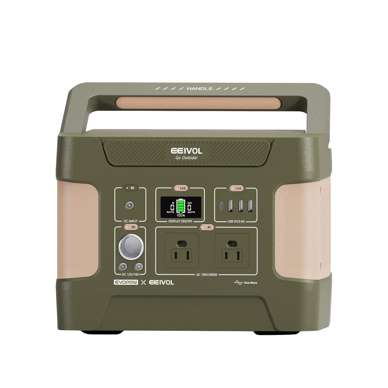 EEIVOL ポータブル電源 リン酸鉄 515Wh/160938mAh AC出力600W (瞬間最大1200W)DC/USB出力 四つの充電方法 液晶大画面表示 リン酸鉄リチウムイオン電池 9台デバイス同時充電 PD60W急速充電 バックアッ 696387d9
