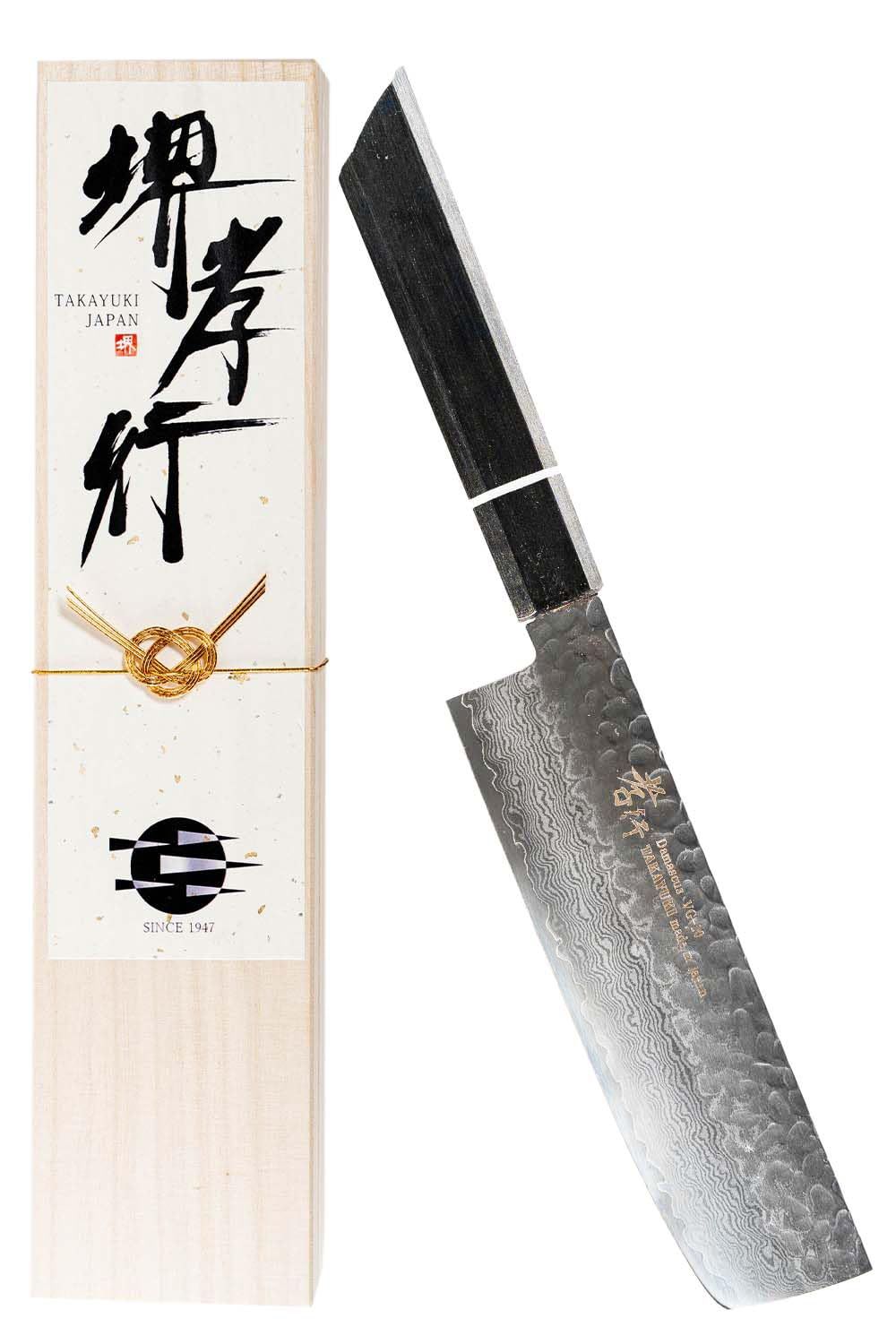 堺孝行 【600年の継承技術！プロの料理人が愛用】 閃黒 ダマスカス 33層槌目 菜切り包丁 160mm 樫漆柄 [日本製] ステンレス鋼 V金10号 vg10 青木刃物製作所 （型番sn16004s） [菜切包丁 160mm]