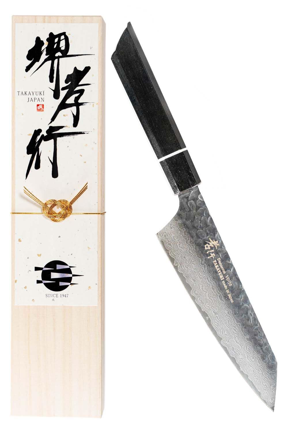 堺孝行 【600年の継承技術！プロの料理人が愛用】 閃黒 ダマスカス 33層槌目 剣型 三徳包丁 160mm 樫漆柄 [日本製] ステンレス鋼 V金10号 vg10 青木刃物製作所 （型番s16004） [剣型三徳 160mm]