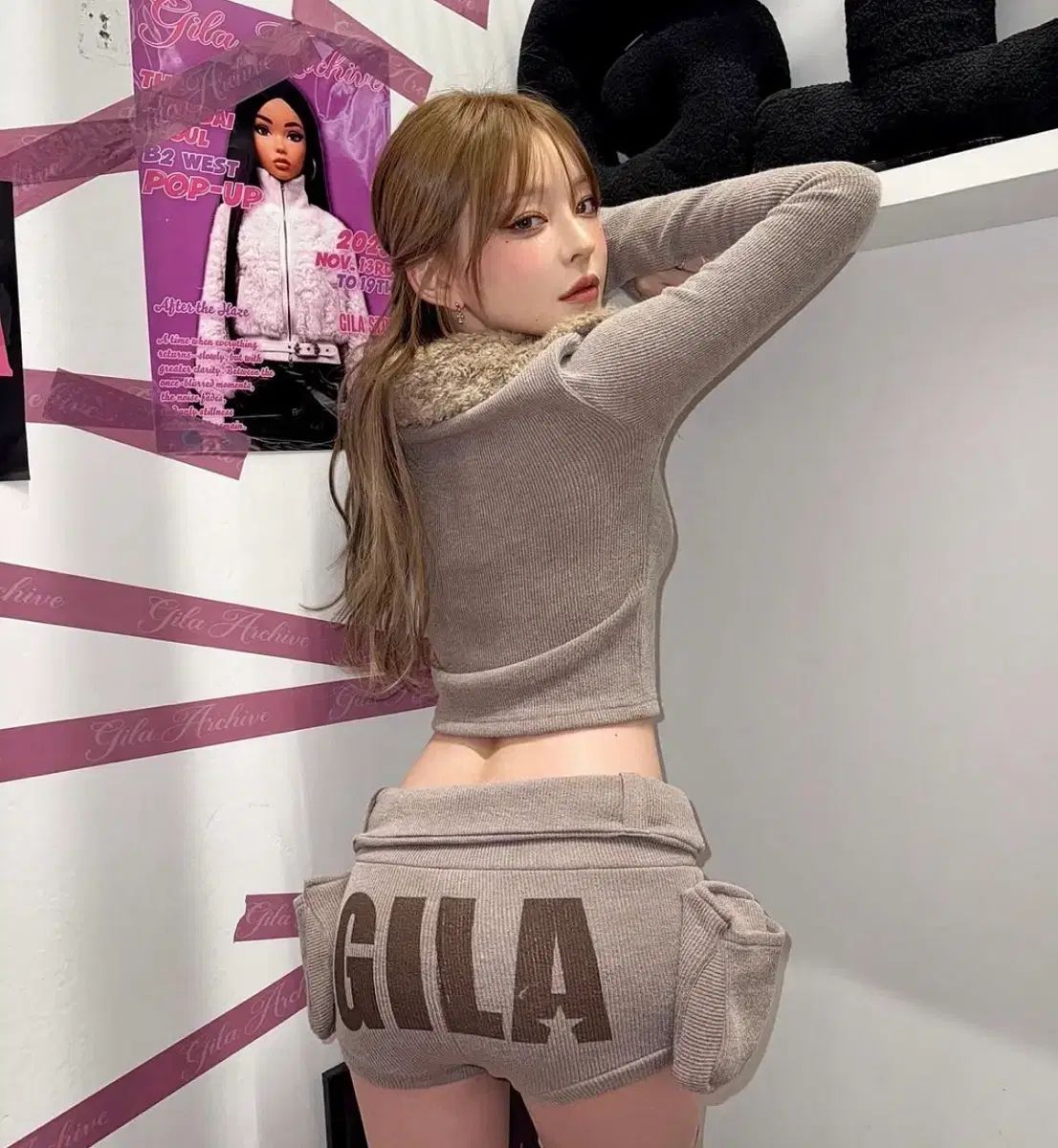 GilaArchive 길라아카이브 ポケット ニット ショートパンツ ブラウン