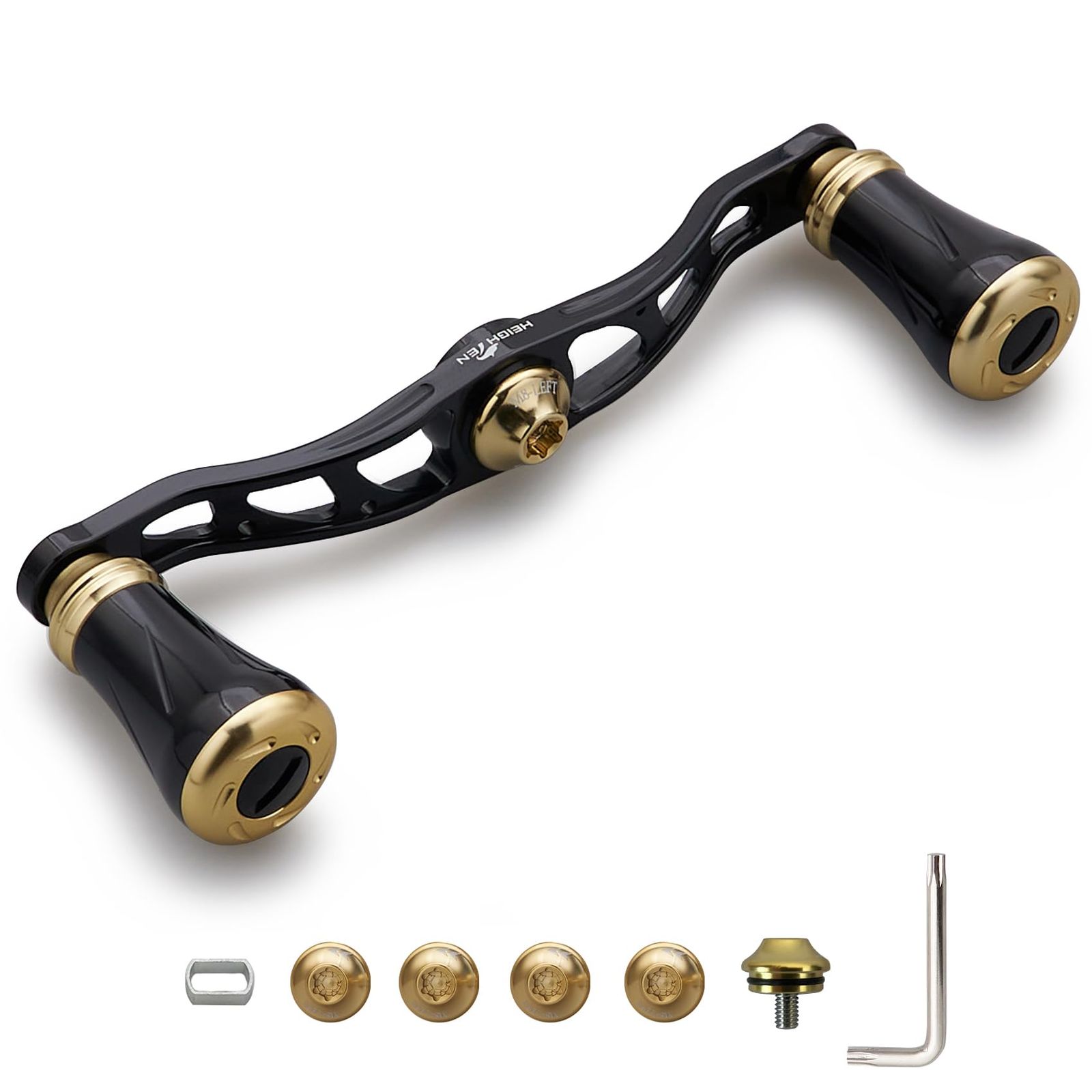 【新品】HEIGHTEN 88mm/90mm/105mm リール ハンドル 19mm ノブ搭載 シマノ(SHIMANO) ダイワ(DAIWA) アブ(Abu) 通用 ベイトリール 用 Arch Pillar Series (105mm - ブ 6aed75e6