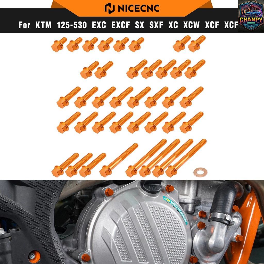 KTM EXC 300 EXC 250 XCW 250 2017-2022 39ピース M5 M6 エンジンボルトキット クラッチ イグニッションカバー ウォーターポンプ オイルフ