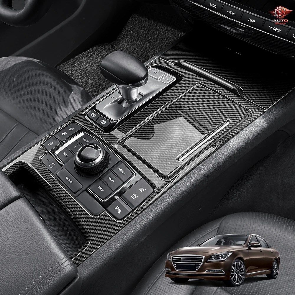 車のセントラルコントロールシフトノブトリムカバー3個セット GENESIS G80 DH 2015-2017/2018-2020 左ハンドル ABS インテリア