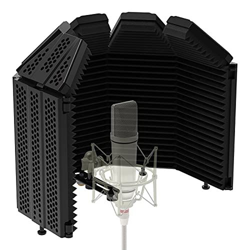 R◆XTUGA リフレクションフィルター マイク 防音シールド 折り畳み式 吸音材 ボーカル録音放送用 放送用リフレクションフィルター 録音吸音材 (五つ折り) fef22265