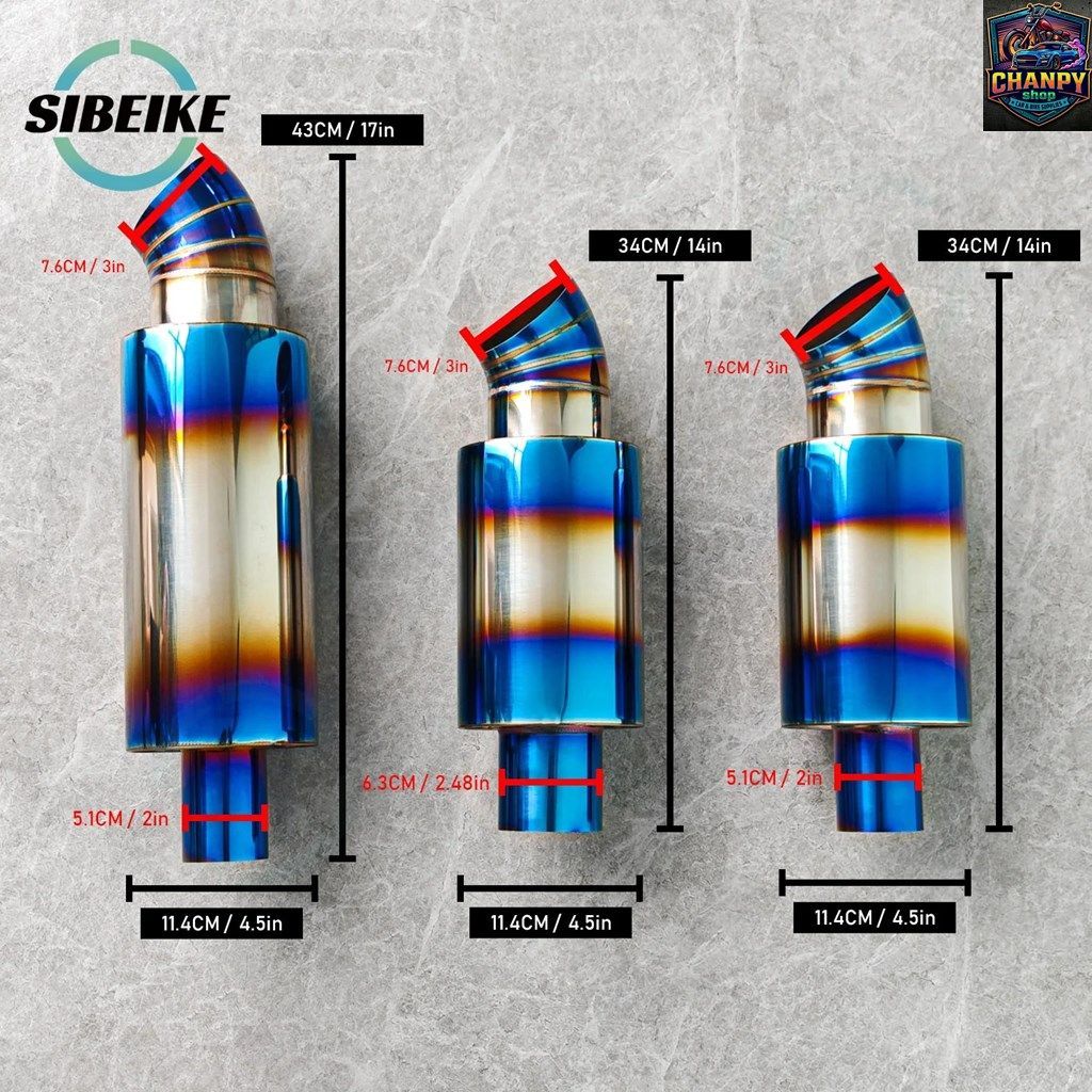 ステンレススチール製排気システム レーシングマフラー 51-63mm バーントブルー排気管マフラーテール