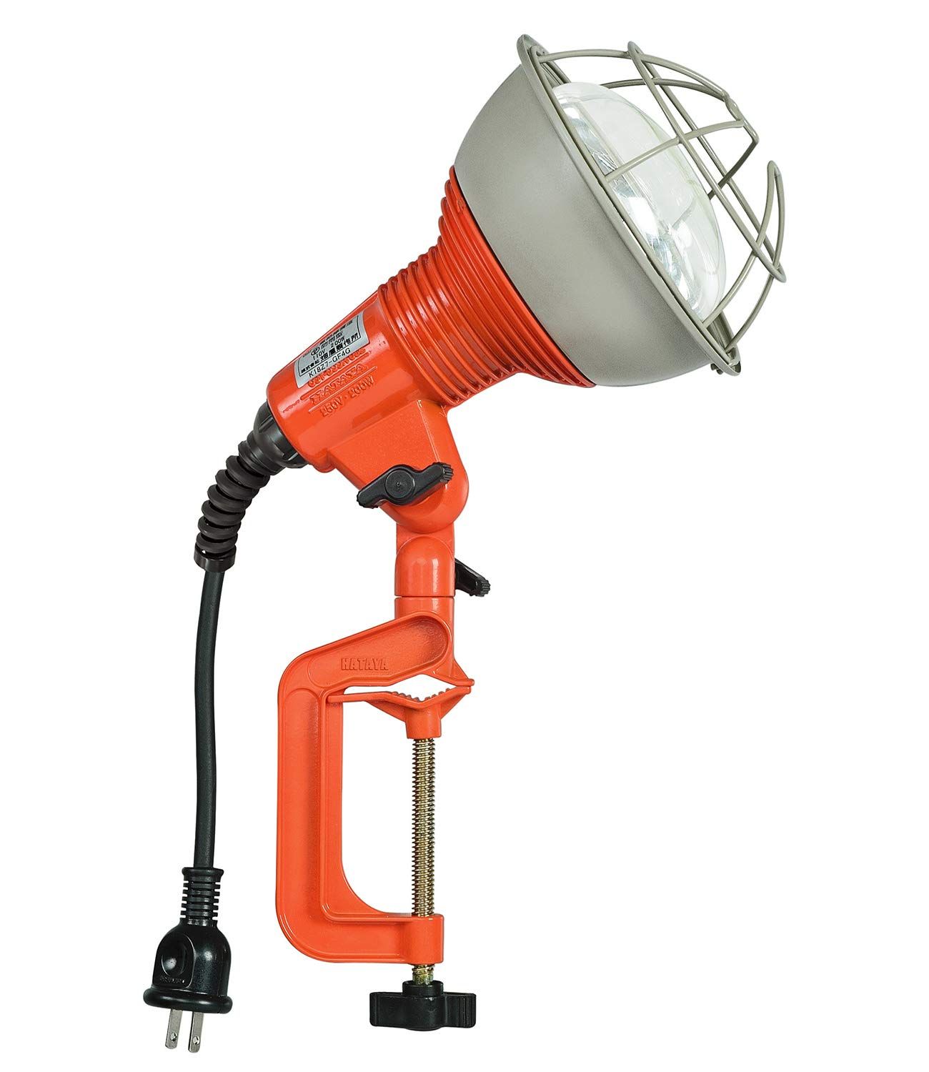 新品 ハタヤ (HATAYA) 日本製 照明 白熱灯 投光器 屋外用 (防雨型) 防水 200W型 全光束2300Lm コード10m 太さ0.75? 二重絶縁 アース不要 サビに強い バイス取り付け 作業灯 ワークライト 業務用 工場用 建設現場 RG型作業灯