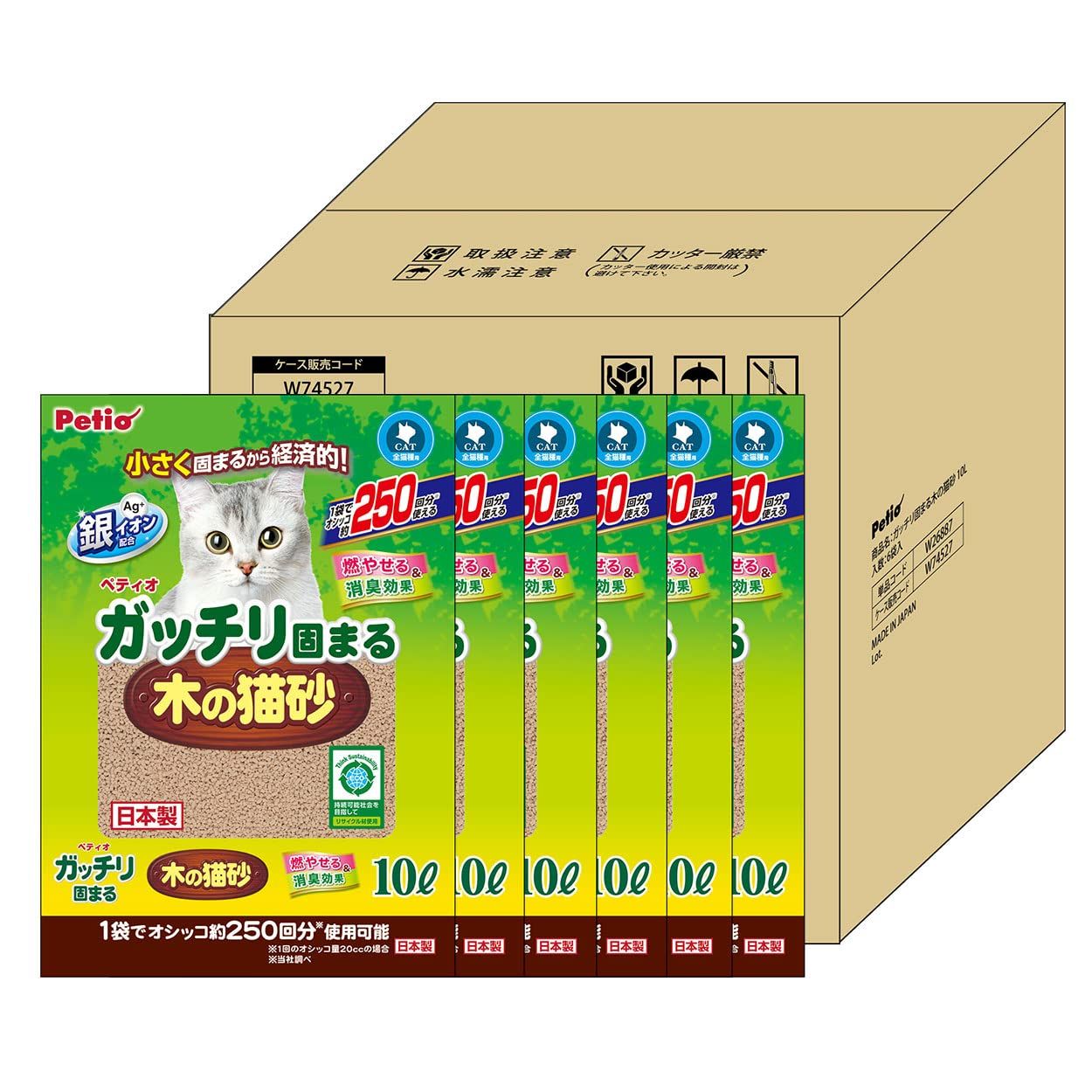 新着商品 ペティオ (Petio) ガッチリ固まる木の猫砂 10L×6個 ケース販売