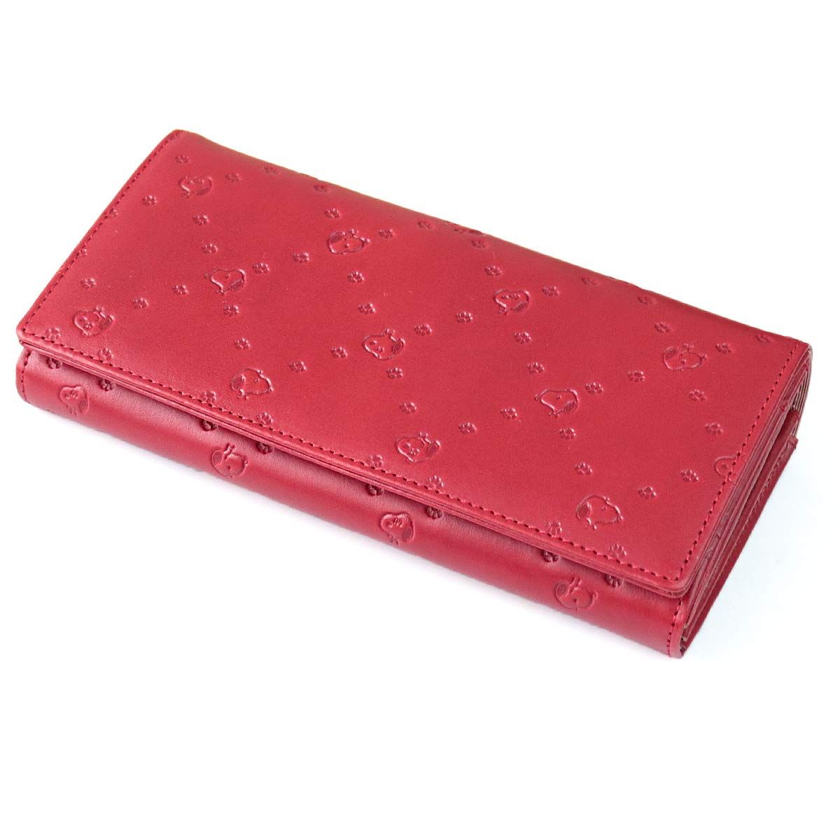 新品 [ピーナッツ] 長財布 レディース 本革 イタリアンレザー フラップ財布 【92031】 (レッド)