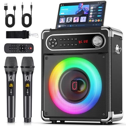 【新品】スピーカーセット 拡声器 ワイヤレスマイク２本 Bluetooth5.3対応 高低音強化機能搭載 充電式 ポータブル ホームパーティー、カラオケ、街頭スピーチ、会議 、学校行事、セミナー、室外、防災、路上ライブ、イベントなどに適用 e73961a8