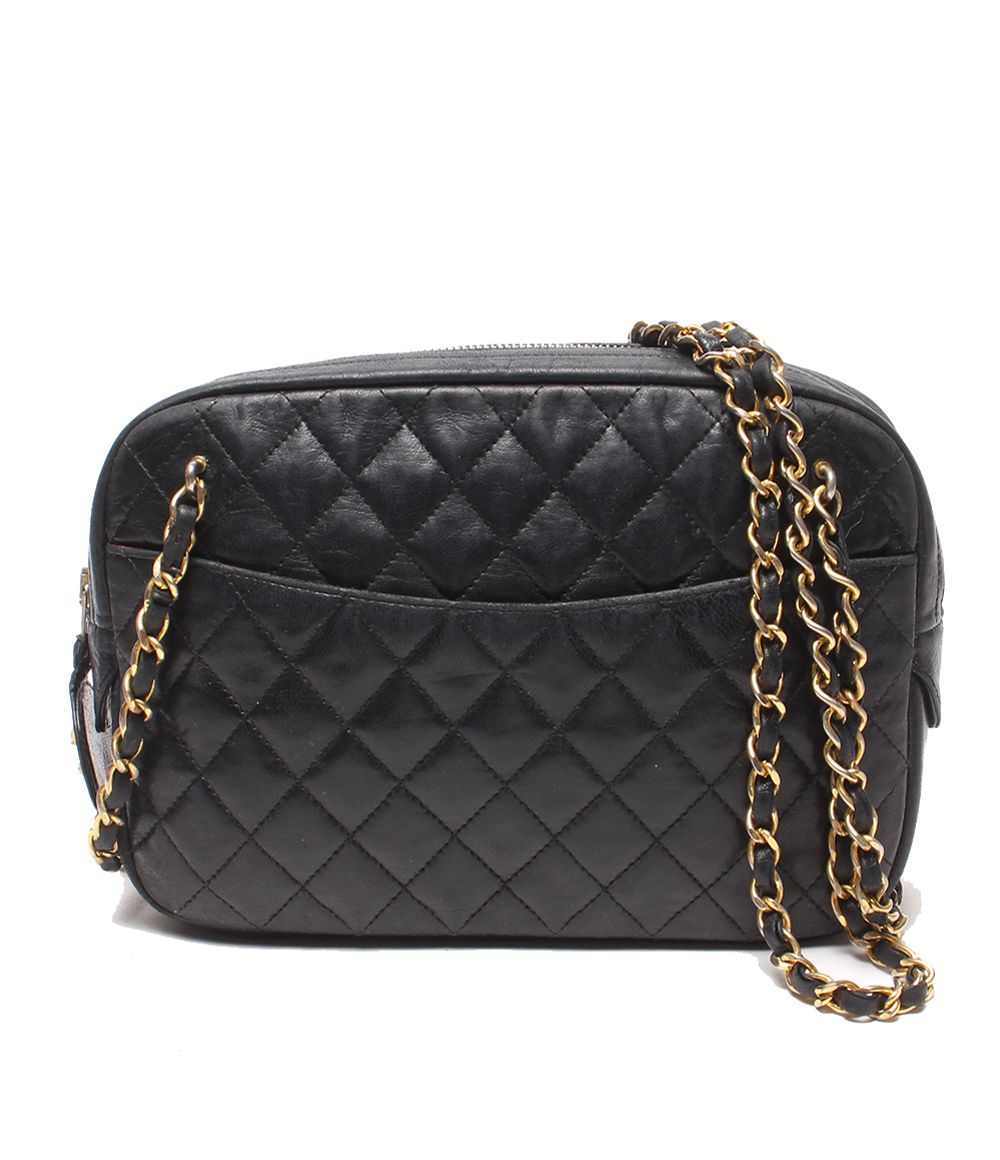 シャネル チェーンショルダーバッグ 肩掛け ゴールド金具 マトラッセ ラムスキン レディース CHANEL