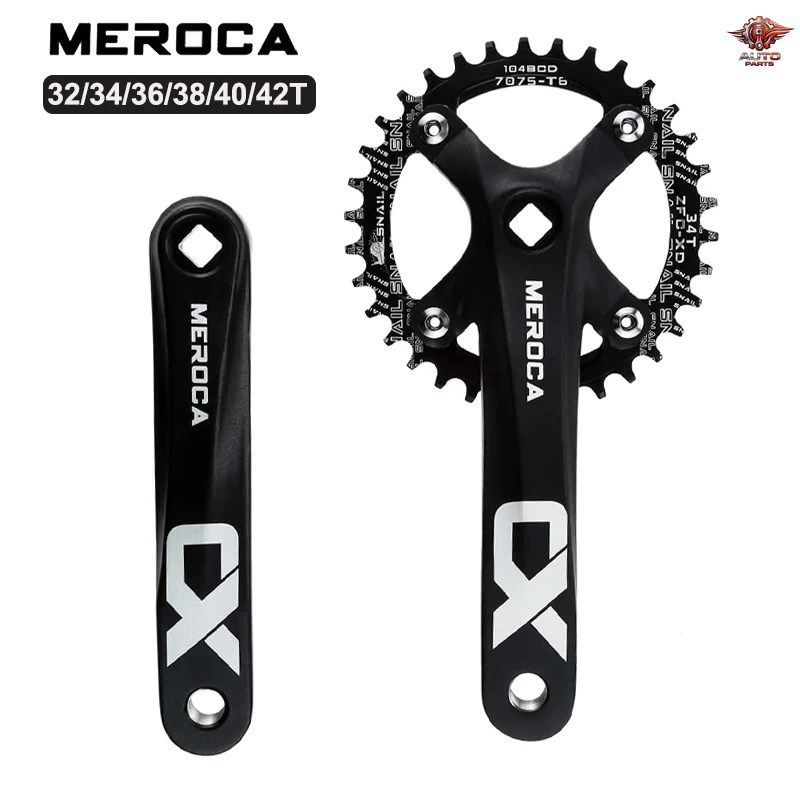 CX自転車クランク スクエアホール 104BCD IXFスクエアホール マウンテンバイククランクセット 170mm 32T/34T/36T/38T/40T/42T