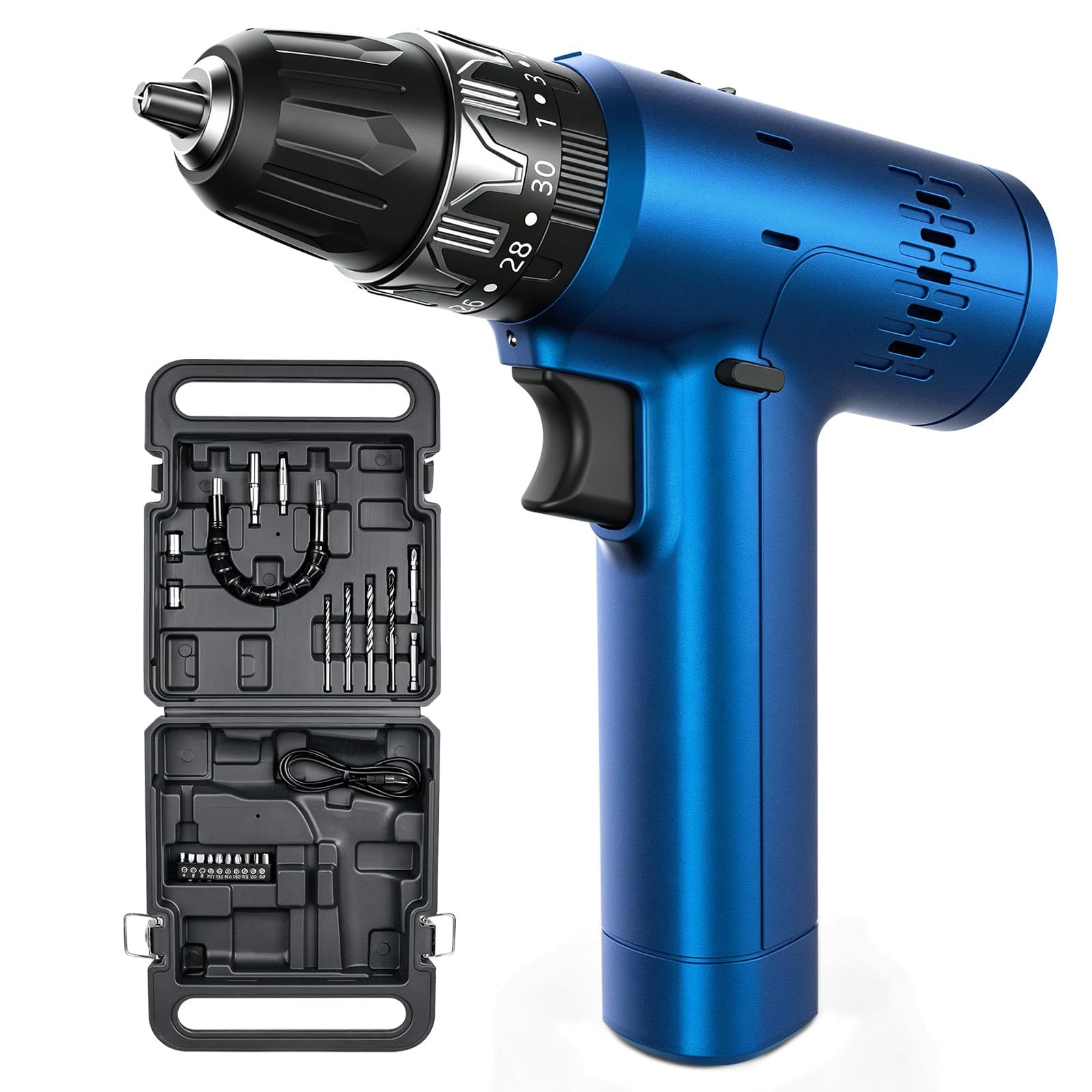 【新品】電動ドライバー 充電式 12V 35N.m 小型 電動ドリル 30段階調整 バッテリー内蔵 USB-C充電 LEDライト 20本ビット 収納ケース付き コードレス 高速/低速 2スピード 正転/逆転 電動ドリルドライバー 5498fa78 8,010円