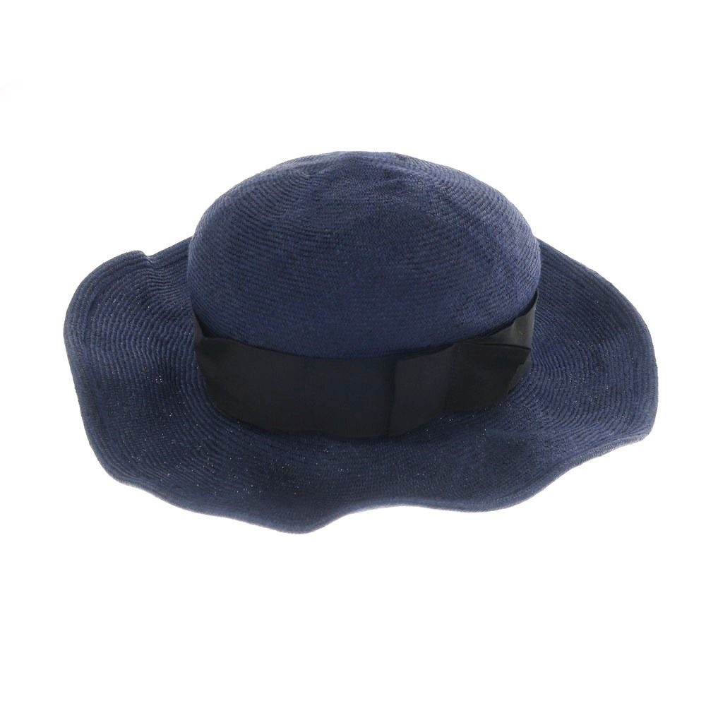 【中古】シャー SCHA ナチュラルストロー ハット ネイビー【サイズＭ】【レディース】