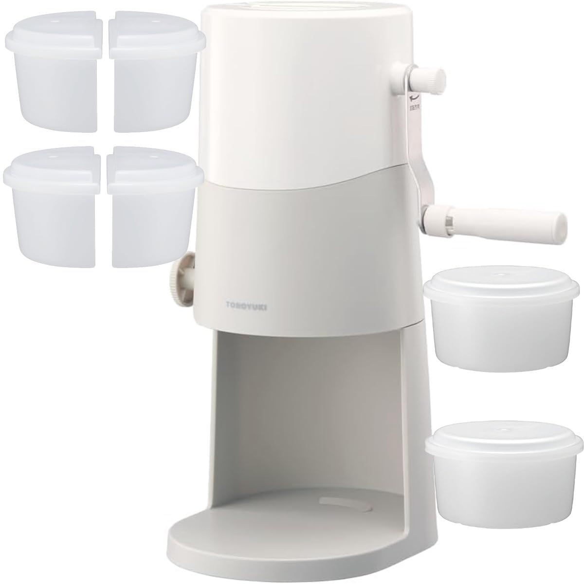 【製氷カップ4個増量】手動ふわふわとろ雪かき氷器 ライトグレー IS-TY-B5GY + 製氷カップ HS-19HF ×4個 | 刃の高さ調節機能付 レシピ・お手入れ部ブラシ付 | ドウシシャ★ 5a9408c8