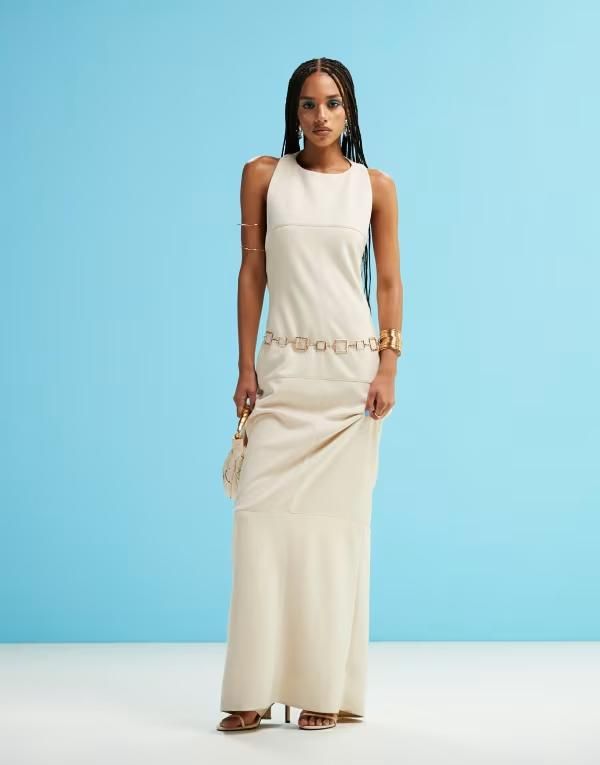 エイソス レディース トップス ワンピース ミディワンピース ドレープ ミディ スエード ASOS DESIGN drape back suede midi dress in cream CREAM