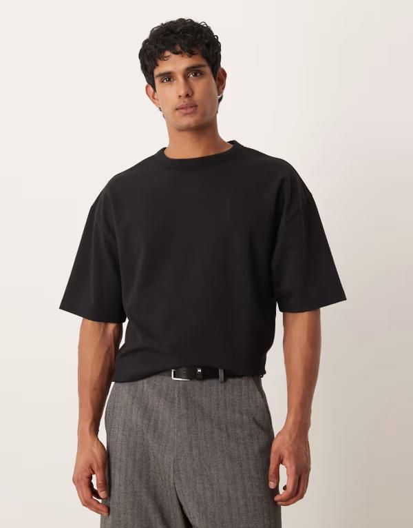 エイソス メンズ トップス Tシャツ コットン ASOS DESIGN breatheMAX heavyweight oversized boxy Tshirt cotton blend Black