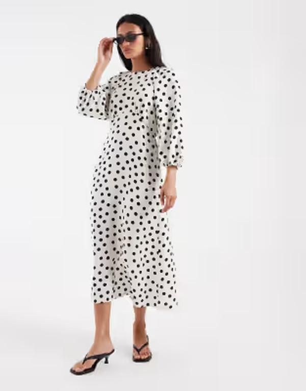 オンリー レディース トップス ワンピース ドット柄 ドット プリント マキシ ONLY belt detail maxi dress polka dot print CLOUD BLACK DOTS