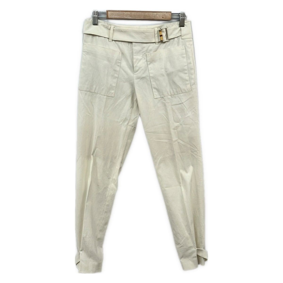 GUCCI(グッチ) パンツ サイズ38 S レディース美品 - 255233 ZJ208 アイボリー フルレングス/バンブー/ボタンフライ