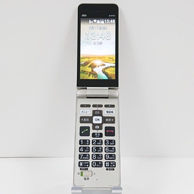 美品　au かんたんケータイ KYF41 [シルバー] ガラホ かんたんケータイ KYF41 au シャンパンゴールド 送料無料 本体 c20858