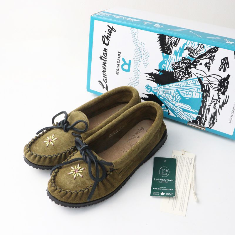 現行品 美品 フォーティーファイブアール 45R Laurentian Chief×45R スタービーズモカシン 6｜カーキ系 約23～23.5cm【2400014853391】