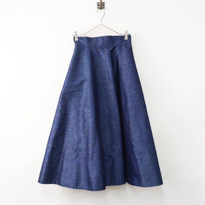 美品 定価35200円 シートーキョー SHE Tokyo Eva denim デニム スカート 38 インディゴ ネイビー／ボトムス フレア【2400015015576】