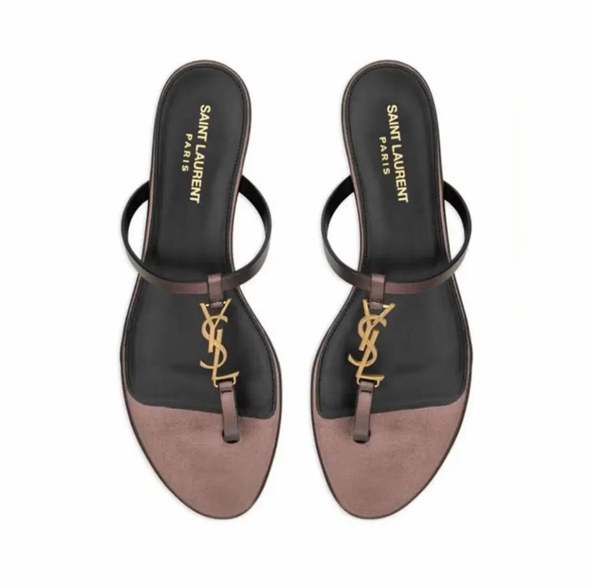 Saint Laurent サンローラン カサンドラ スライド サンダル メタリック ブラウン