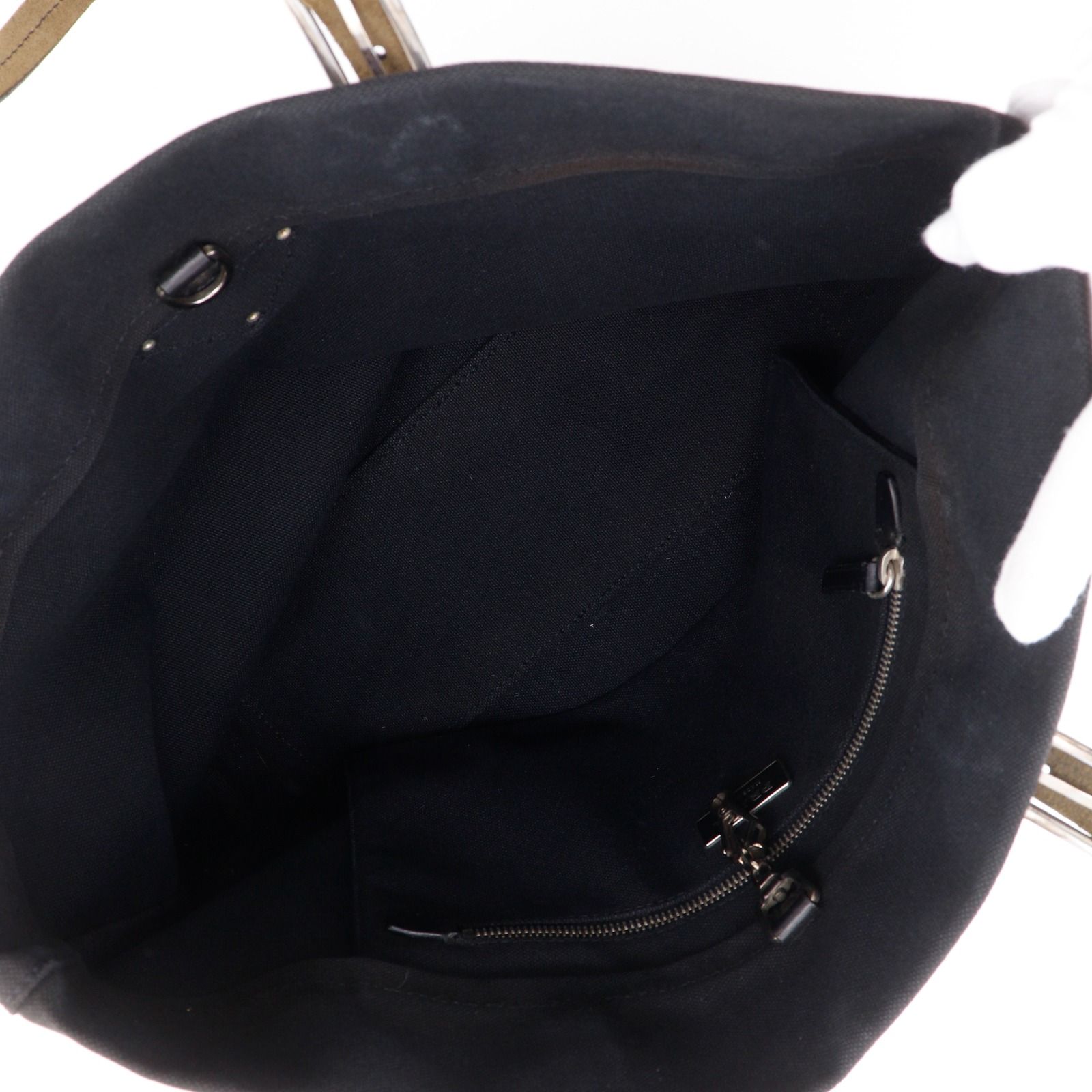 PRADA】プラダ ロゴプレート キャンバス 黒 レディース トートバッグ 