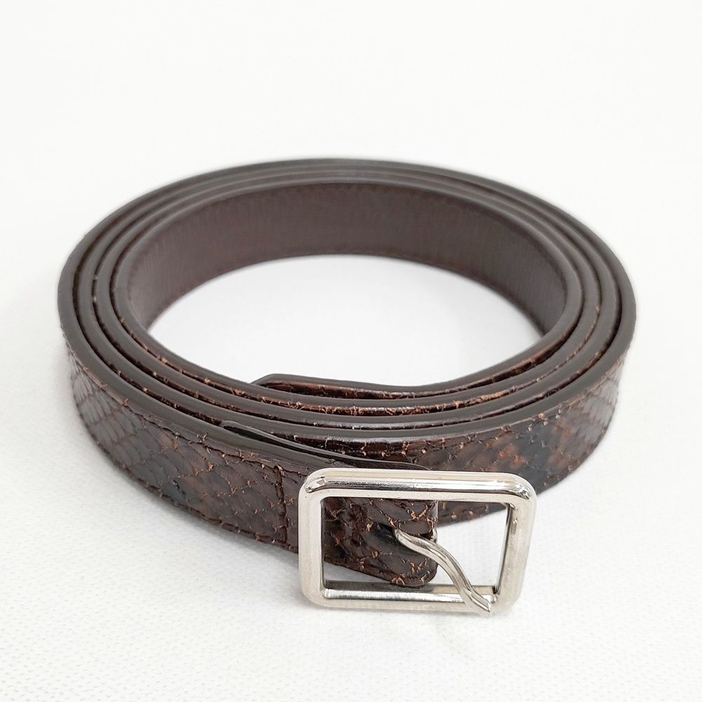 DRIES VAN NOTEN ナロー ロング レザー ベルト イタリア製 ベルト チャ メンズ ドリスヴァンノッテン【中古】6-0604G◎