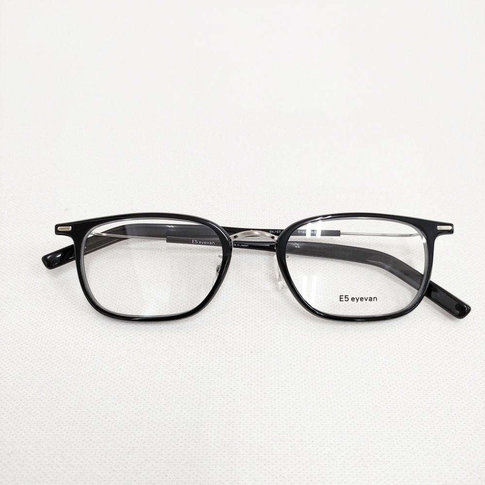 E5 eyevan イーファイブ アイヴァン c2 BK/ ST 眼鏡 メガネ ブラック クリア メンズ【中古】6-0604G◎