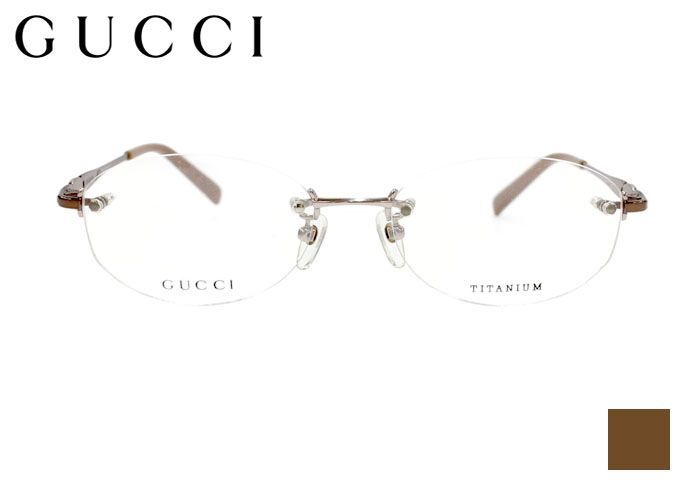 【在庫限り】グッチ GUCCI gg-8513j オーバル ツーポイント 縁なし リムレス チタン 日本製 伊達 度付き 老眼鏡 遠近両用 メンズ レディース メガネ めがね 眼鏡 新品 送料無料 52サイズ