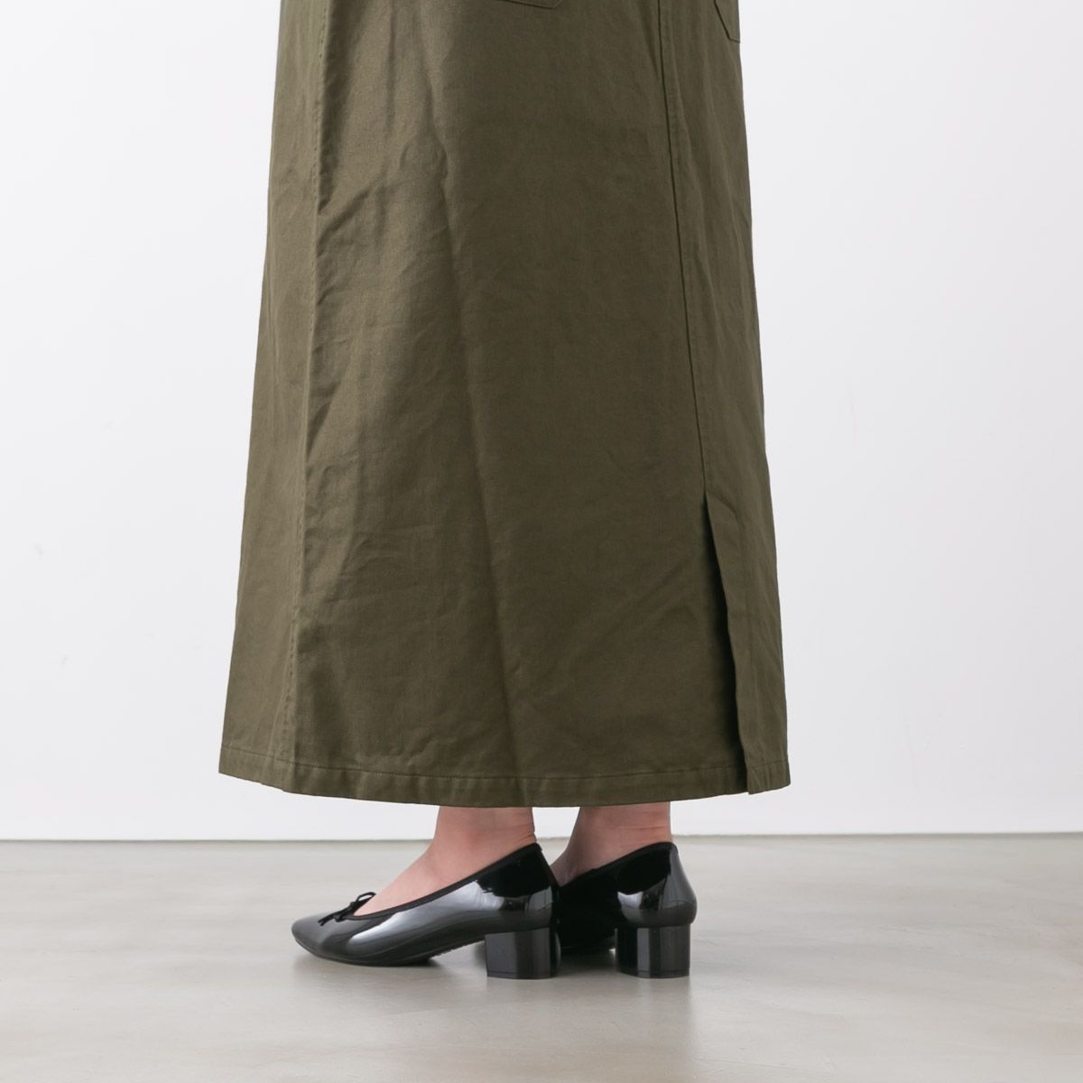 【新品】SARAHWEAR コットンツイル Aラインスカート C21854 カーキ 日本製