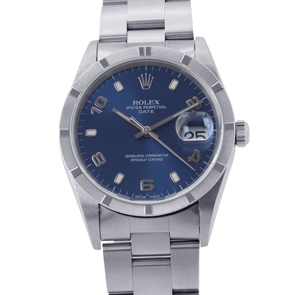 ロレックス オイスターパーペチュアル デイト U番 15210 ROLEX 腕時計 ブルー文字盤
