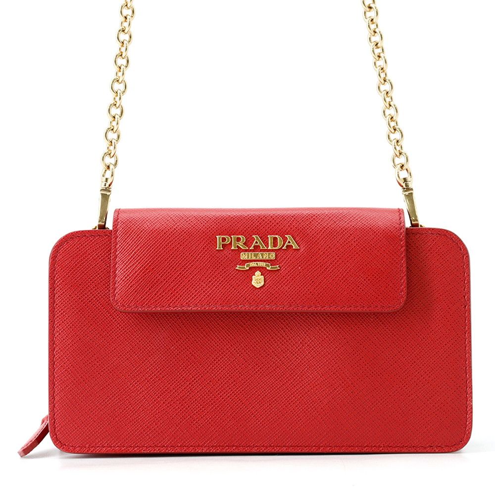 プラダ チェーンショルダーウォレット 1ZH048 サフィアーノ レザーPRADA フォンケース