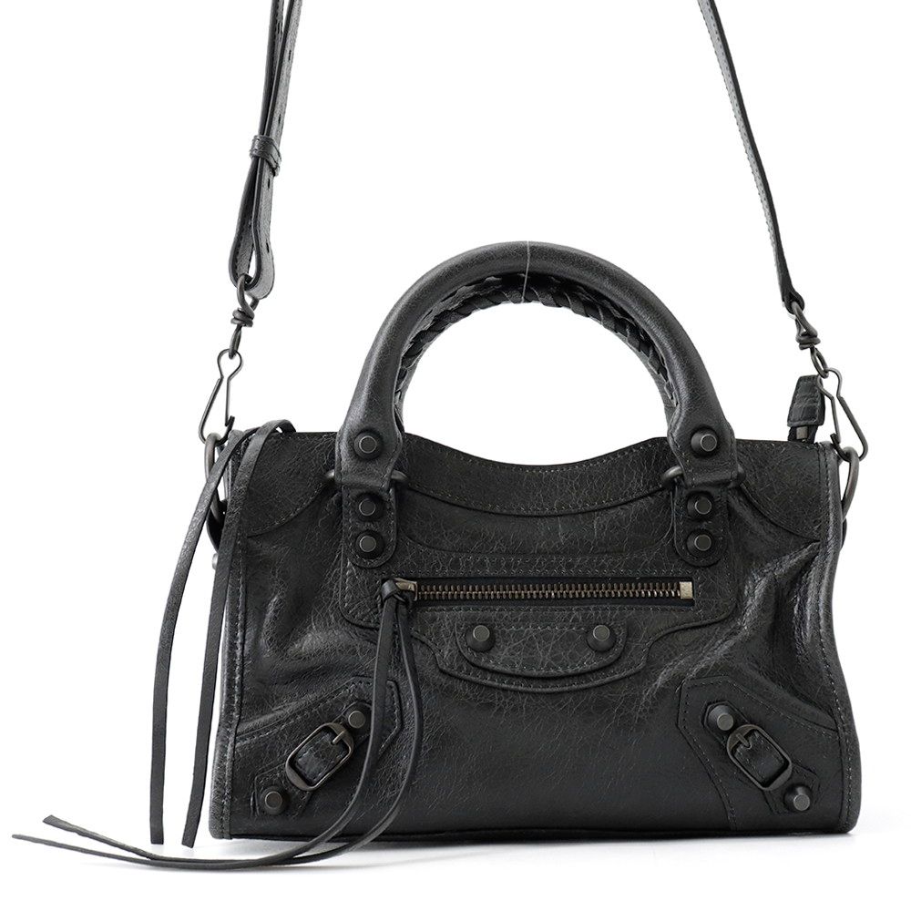 バレンシアガ ハンドバッグ Le City ミニ レザー 806395 BALENCIAGA ２wayショルダー 黒