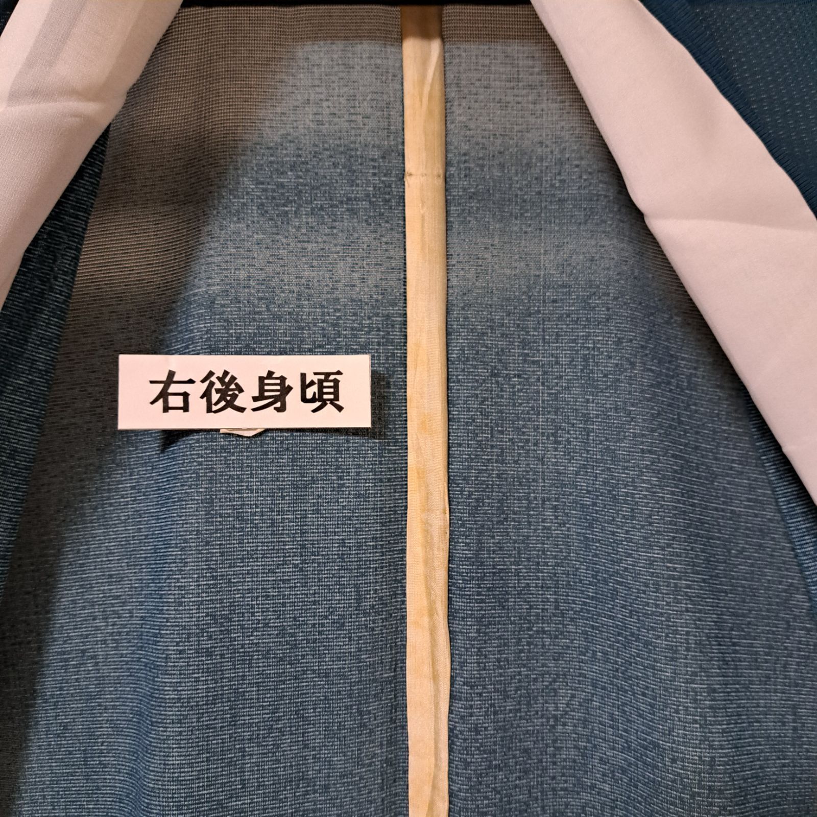 洗える夏着物・絽】うそつき袖付 LLサイズ相当身幅 濃緑 草花 化繊 れ