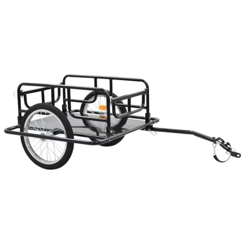 vidaXL サイクルトレーラー 自転車用トレーラー 130x73x48.5 cm スチール製 ブラックJu