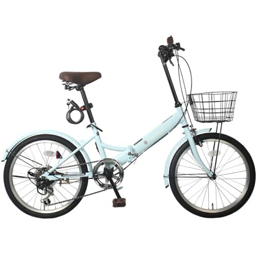PROVROS(プロブロス) 折りたたみ自転車 20インチ シマノ6段 カゴ ワイヤー錠 LEDライト ミニベロ 通勤 通学 街乗り P-206 | 自転車 折りたたみ式 小径車 コンパクト 持ち運びJu
