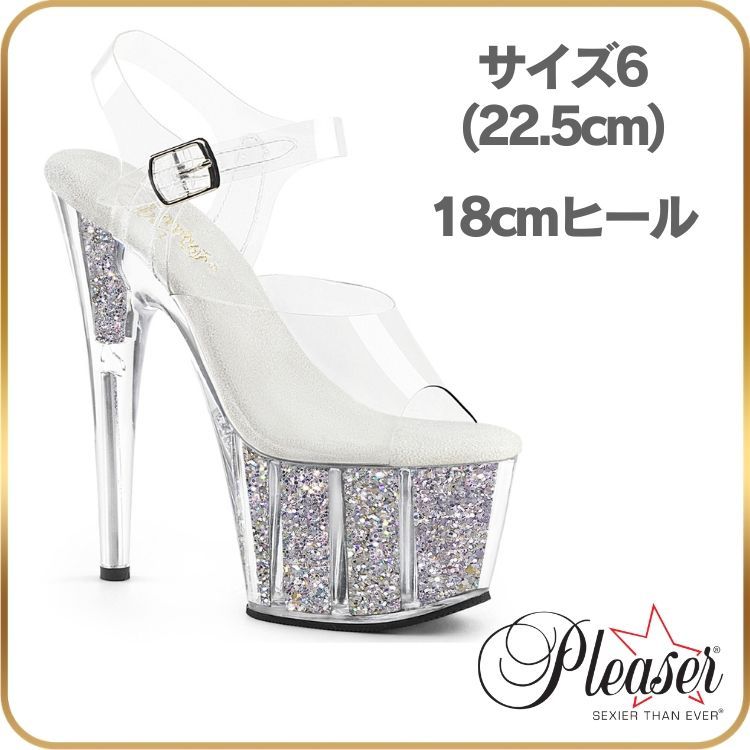 22.5 cm サンダル 厚底 Pleaser プリーザー 18cm ヒール 透明 クリア