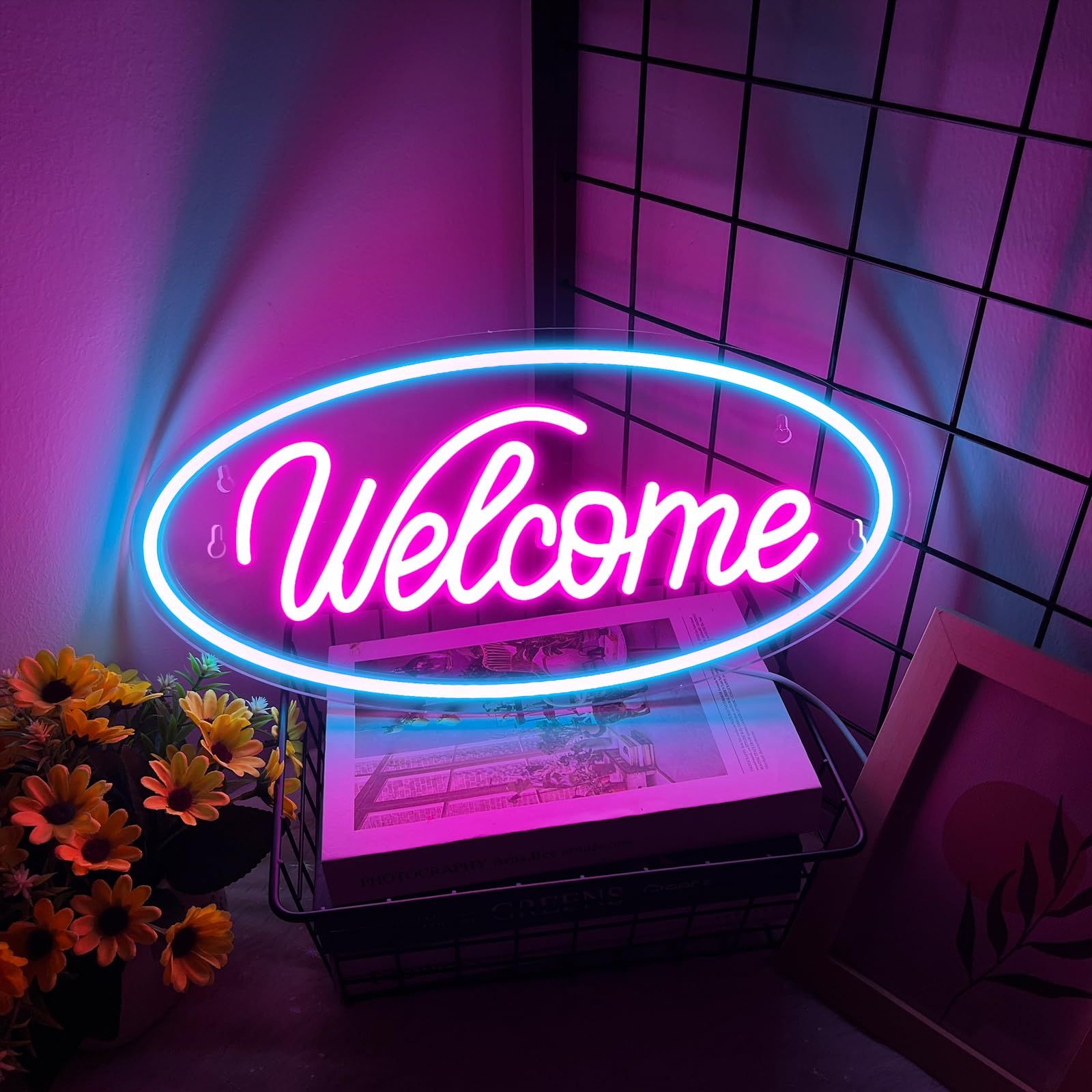タ*ケ様  ネオンサイン 壁掛け 看板 インテリア 動作確認済み IMEGINAウェルカムネオンサイン Welcomeライト 店舗看板 インテリア